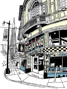 Vesuvio bar original art print san Francisco