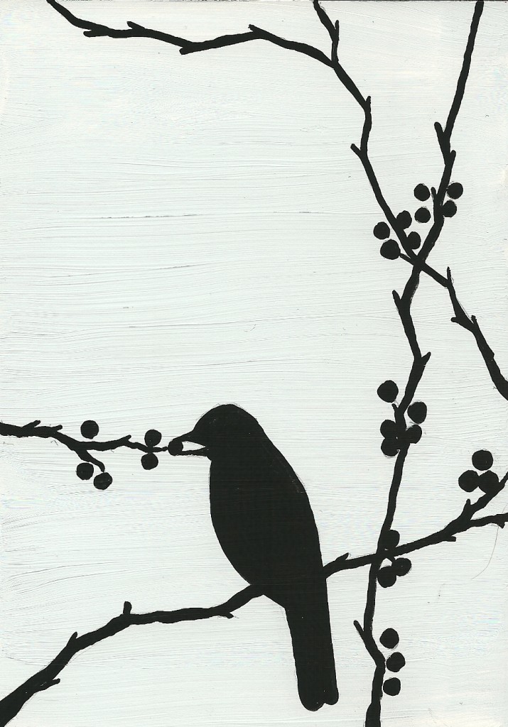 “Winter Berries”: an original bird painting