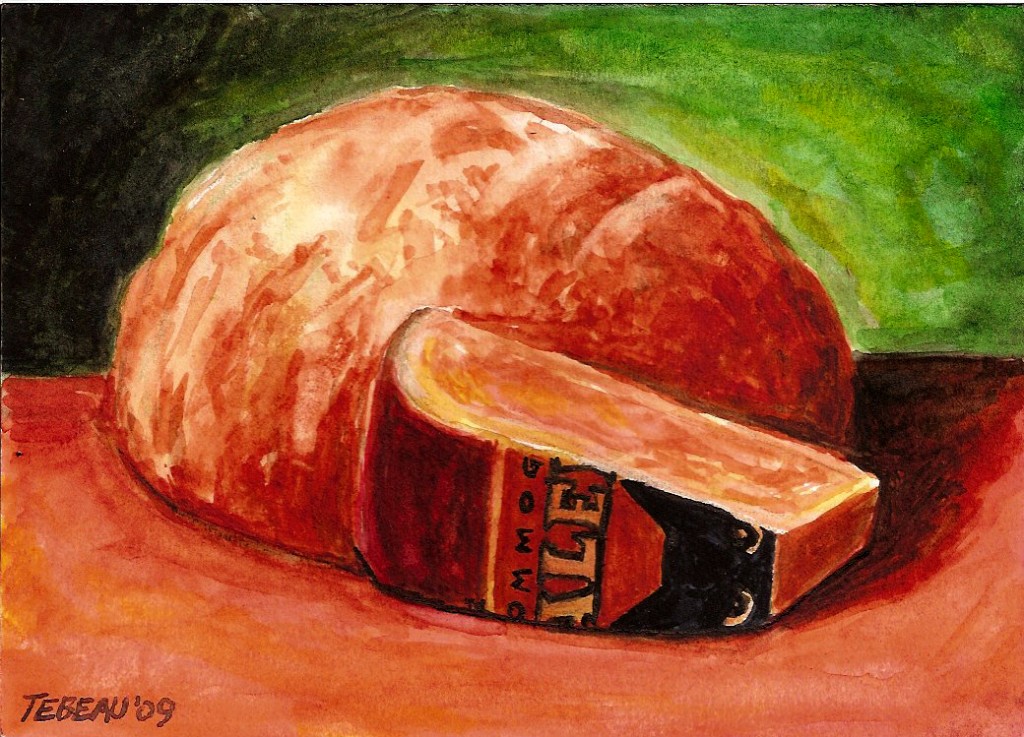 For Haley: “Bread and Gouda”. Day 13 of 30 Paintings in 30 Days.