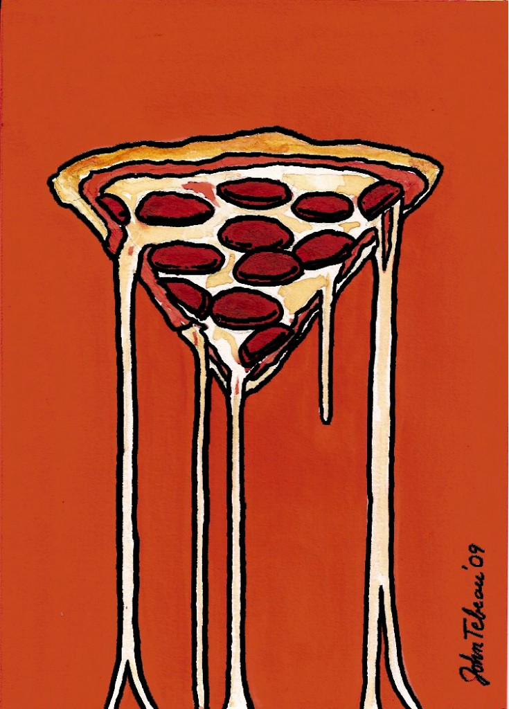 “Double Pepperoni Pizza”: Day 17 of 30 Paintings in 30 Days (SOLD)