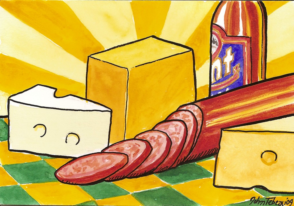 “Wisconsin Summer Sausage with Cheese”, Day 30 of 30 Paintings in 30 Days (SOLD)
