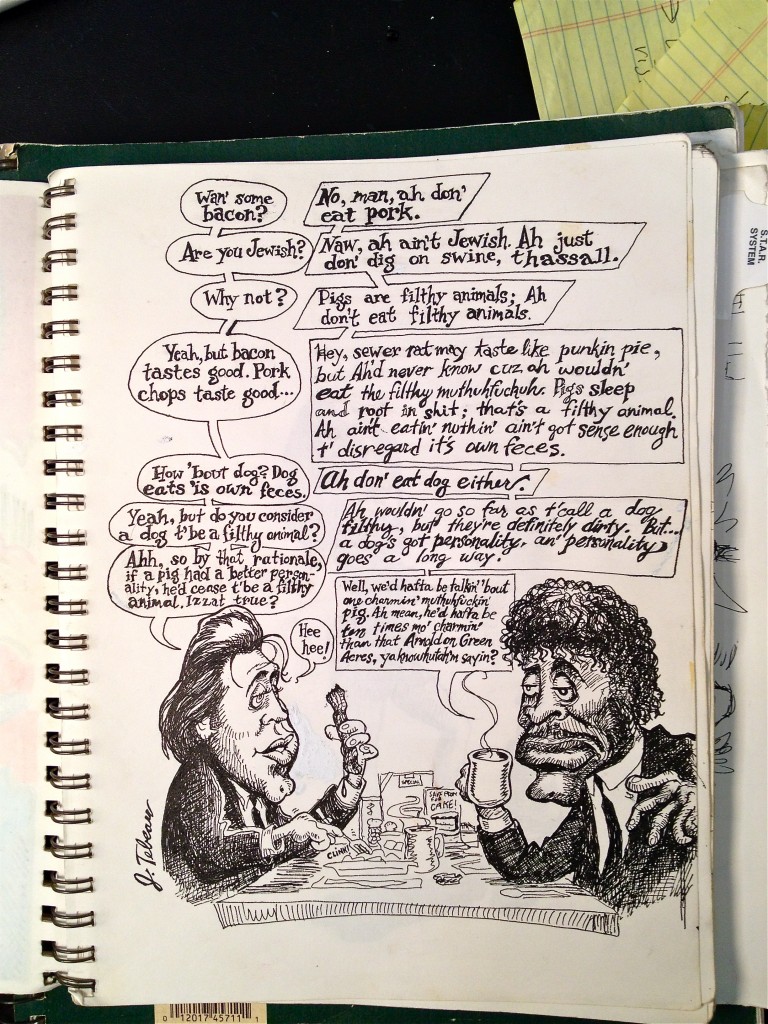 Blast From Past Dept: “Want Some Bacon?”, a 1995 Sketchbook Piece Commemorating Pulp Fiction