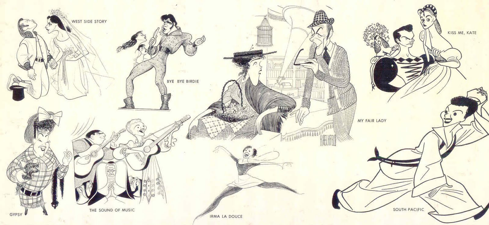 Broadway's Best collage by Hirschfeld