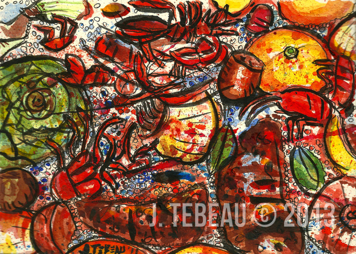 new orleans crawfish boil painting