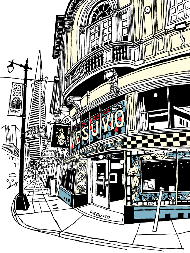 Vesuvio Cafe San Francisco art by John Tebeau