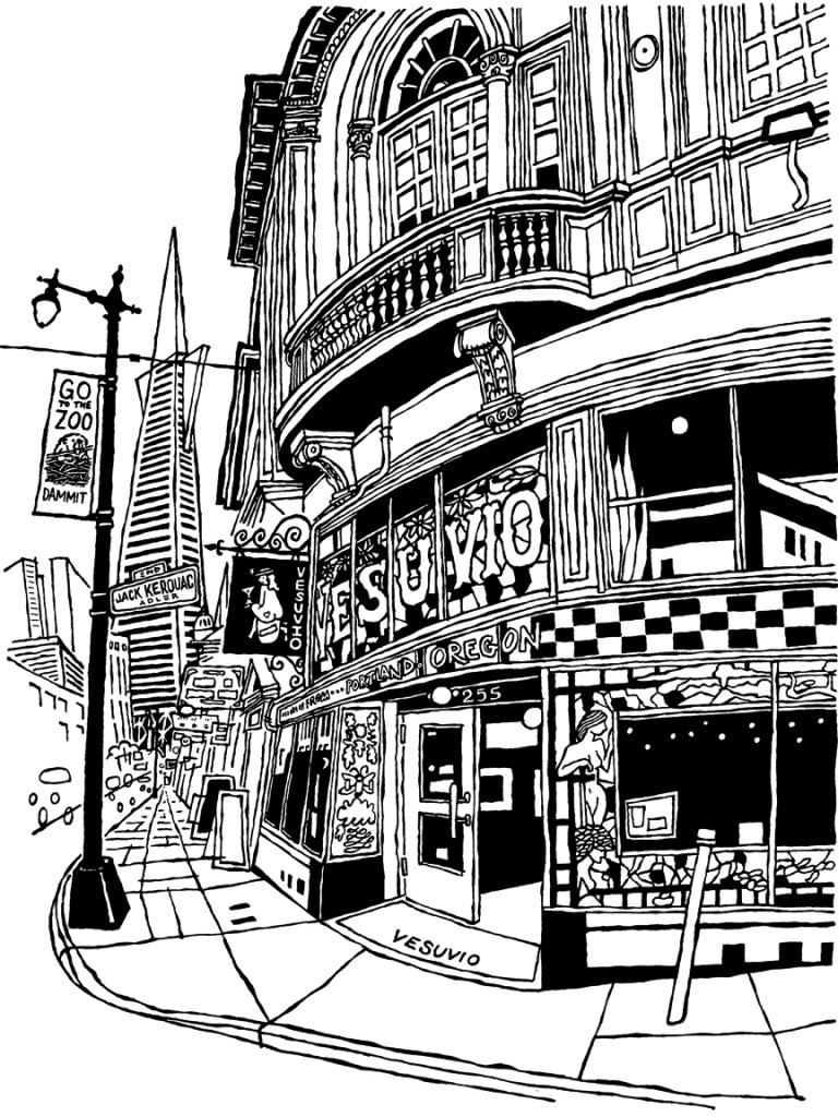 Original San Francisco Art: Vesuvio Café of North Beach