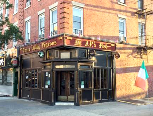 three jolly pigeons visiting bay ridge