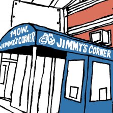 jimmy's corner bar of new york art by john tebeau