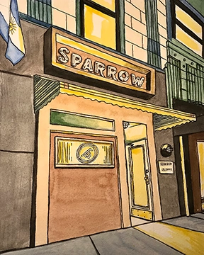 Sparrow bar Chicago art by John Tebeau