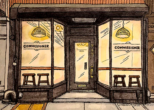 The Commissioner bar of NYC restaurant art by John

Tebeau