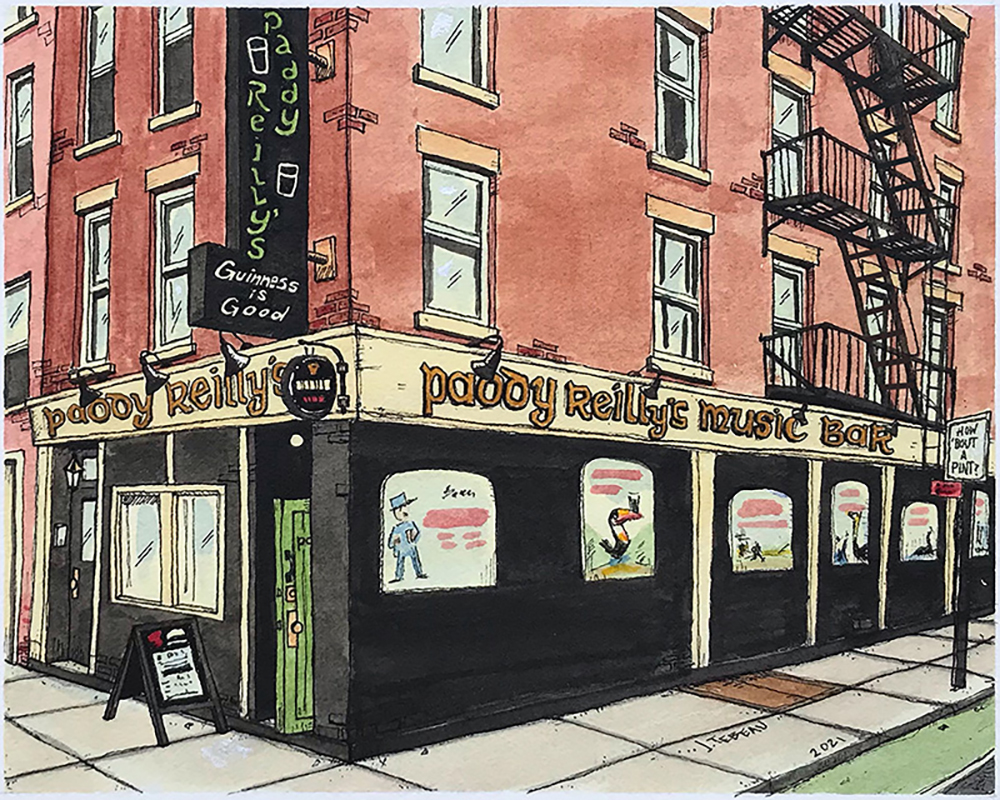 Paddy Reilly's Music Bar New York art by John Tebeau